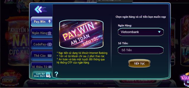 Paywin hiện chỉ cung cấp hình thức nạp tiền